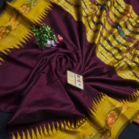 Buy Online Mulberry Purple Handwoven Raw Silk Pochampally Saree