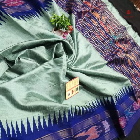 Buy Online Tea Green Handwoven Raw Silk Pochampally Saree