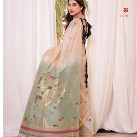 Buy Online Pastel Green Handwoven Moonga Silk Cotton Saree