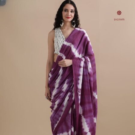 Buy Online Plum Purple Pure Mulmul Cotton Printed Saree