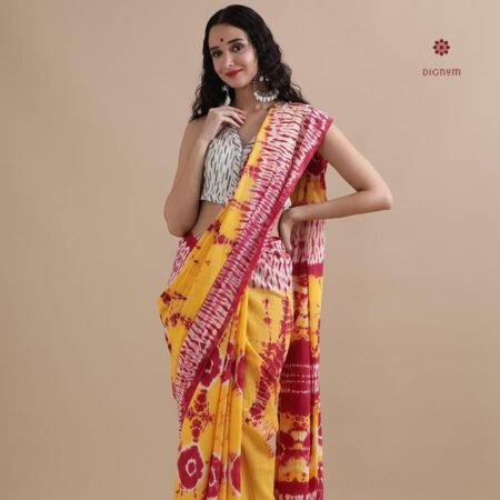 Buy Online Mustard Yellow Pure Mulmul Cotton Printed Saree