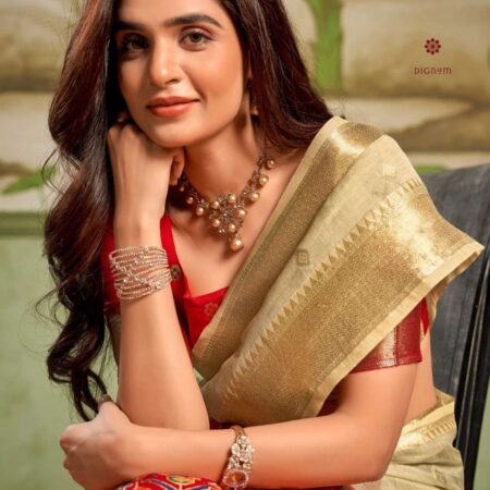 Buy Online Classic Cream Woven Cotton Silk Saree