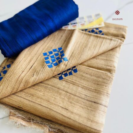 Buy Online Classic Cream Tussar Ghicha Silk Embroidery Saree