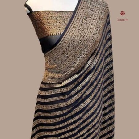 Buy Latest Design Raven Black Khaddi Georgette Banarasi Saree