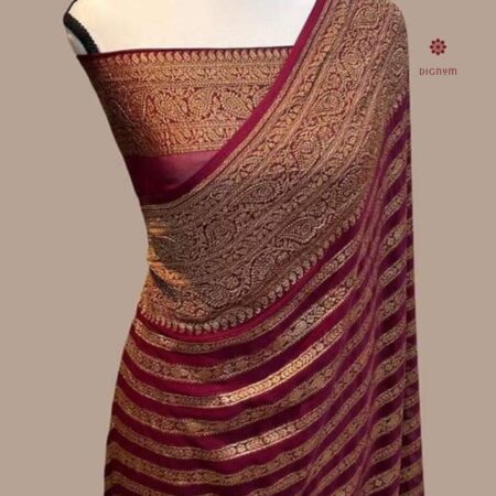 Buy Latest Design Merlot Red Khaddi Georgette Banarasi Saree