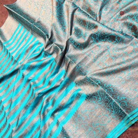 Buy Latest Design Sky Blue Khaddi Georgette Banarasi Saree