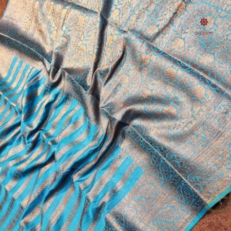 Buy Latest Design Cerulean Blue Khaddi Georgette Banarasi Saree