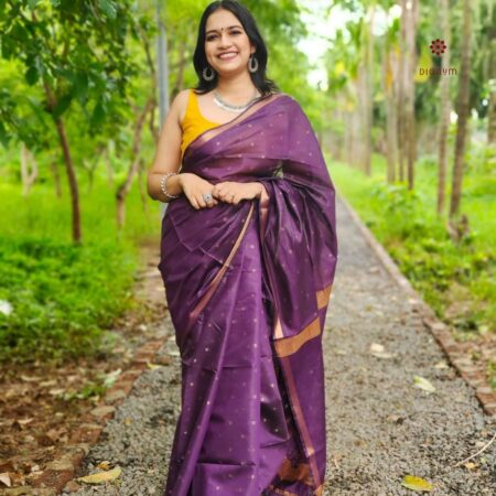 Latest Design Plum Purple Cotton Silk Woven Maheshwari Saree