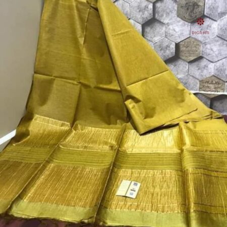 Latest Design Pear Green Pure Tussar by Ghicha Zari Stripe Saree