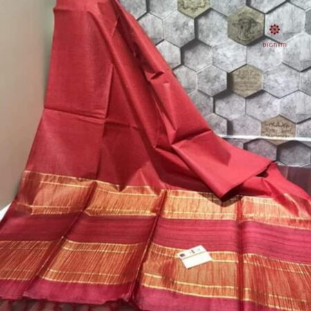 Latest Design Punch Pink Pure Tussar by Ghicha Zari Stripe Saree