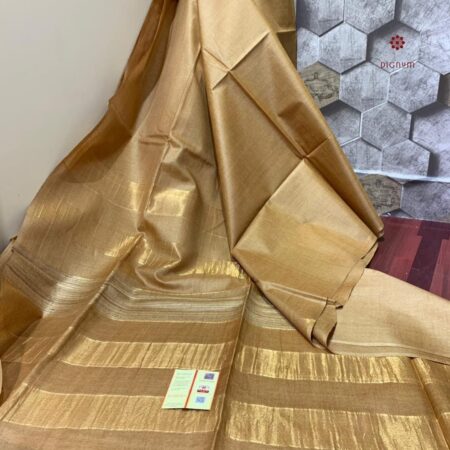 Latest Design Tortilla Brown Pure Tussar by Ghicha Zari Stripe Saree