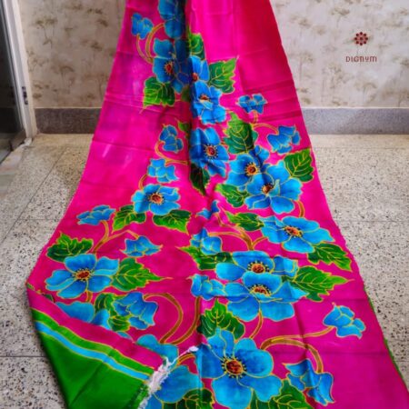 Latest Design Electric Pink Pure Bishnupuri Silk Saree