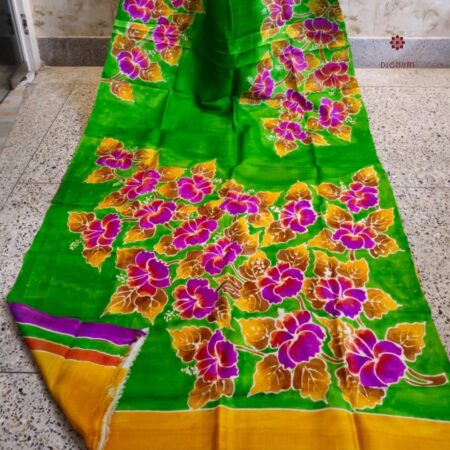Latest Design Kelly Green Pure Bishnupuri Silk Saree
