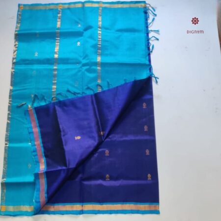 Latest Design Cerulean Blue Handwoven Silk Cotton Saree
