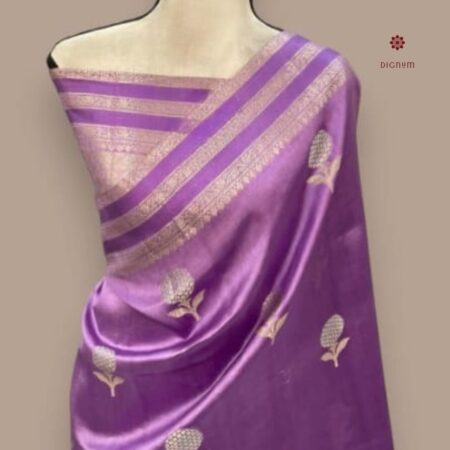 Latest Design Lavender Purple Banarasi Raw Mango Katan Silk Saree