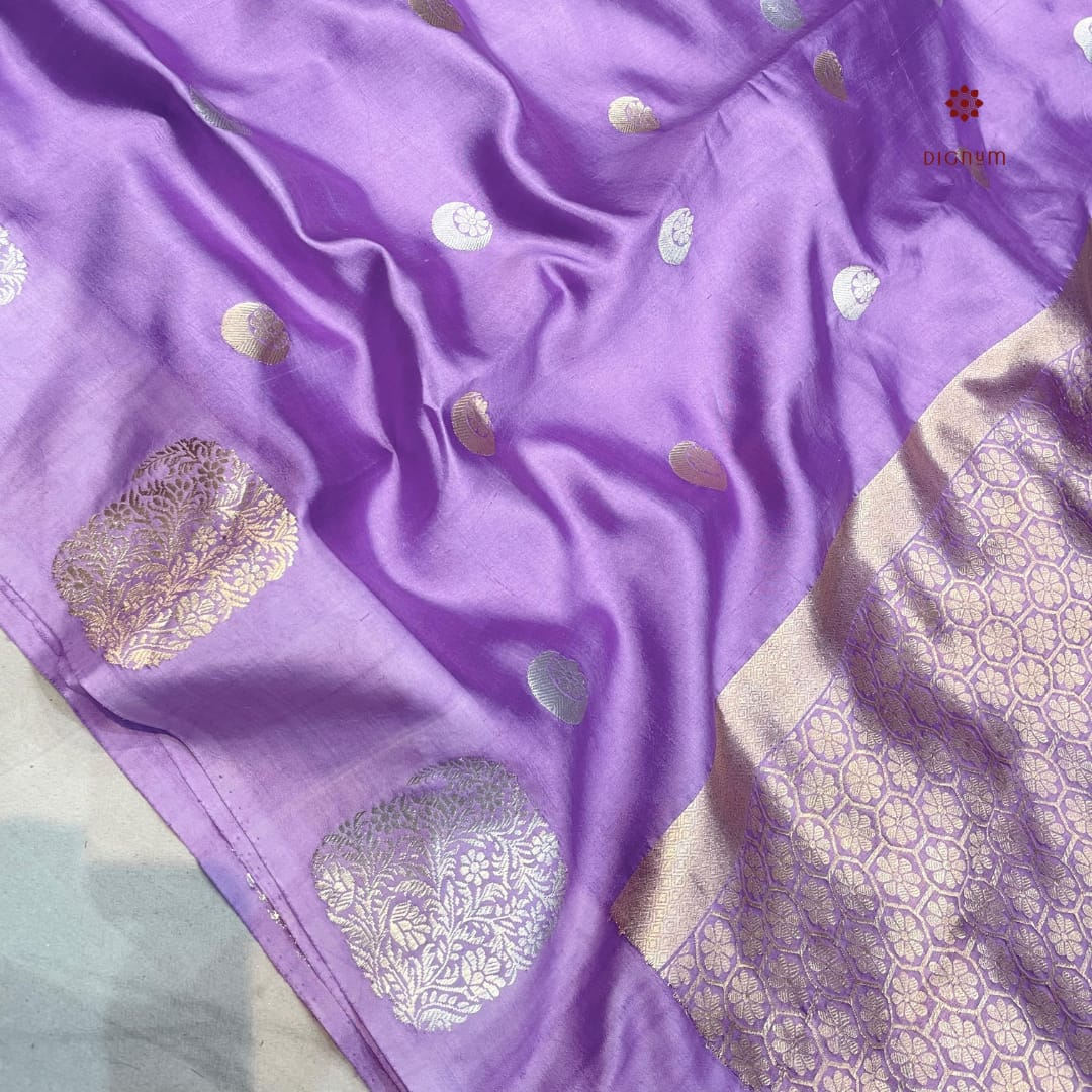 Latest Design Mauve Handloom Pure Katan Silk Banarasi Saree