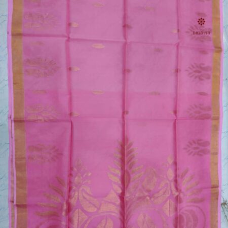 Latest Design Taffy Pink Handwoven Pure Muslin Jamdani Saree