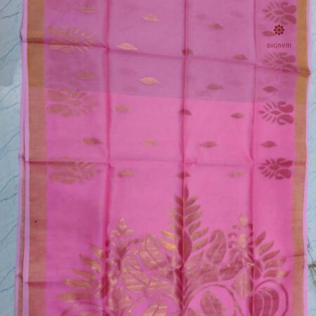 Latest Design Pink Handwoven Pure Muslin Jamdani Saree