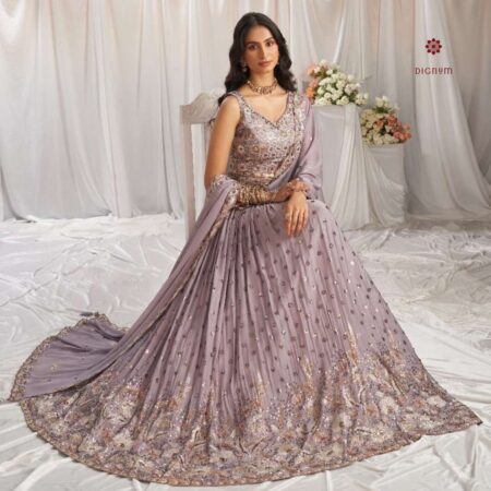 Latest Design African Violet Designer Embroidered Lehenga Set