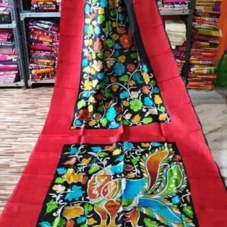 Latest Design Multicolor Hand Painted Kalamkari Pure Silk Saree