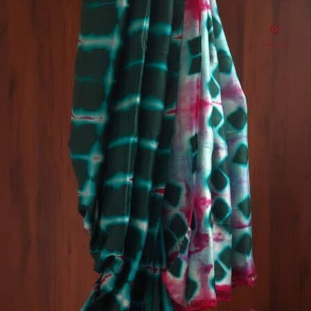Latest Design Dark Green Pure Silk Tie & Dye Hand Bandhani Saree
