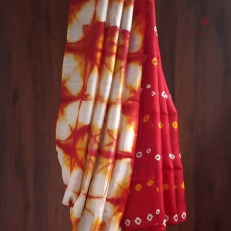 Latest Design Tricolor Pure Silk Tie & Dye Hand Bandhani Saree