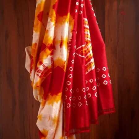 Latest Design Red Pure Silk Tie & Dye Hand Bandhani Saree