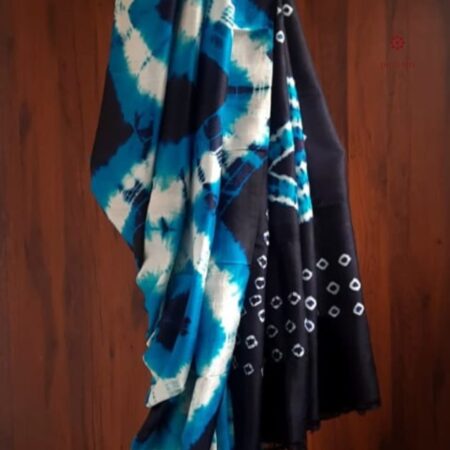 Latest Design Dark Blue Pure Silk Tie & Dye Hand Bandhani Saree