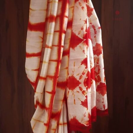 Latest Design White Red Pure Silk Tie & Dye Hand Bandhani Saree