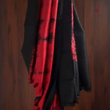 Latest Design Red Black Pure Silk Tie & Dye Hand Bandhani Saree