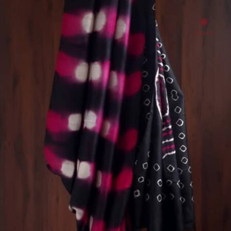 Latest Design Tricolor Pure Silk Tie & Dye Hand Bandhani Saree