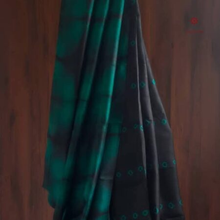 Latest Design Green Black Pure Silk Tie & Dye Hand Bandhani Saree