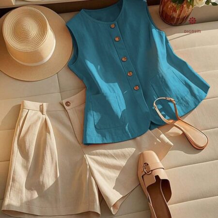 Latest Design Blue Fringe Top and Shorts Co-ord Set