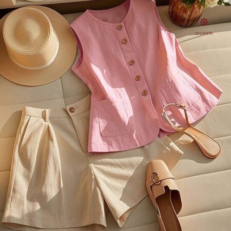 Latest Design Pink Fringe Top and Shorts Co-ord Set