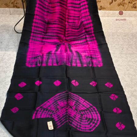 Latest Design Hot Pink Bandhani Shibori Pure Silk Saree