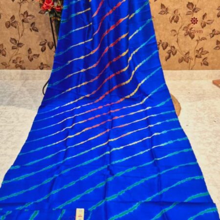 Latest Design Royal Blue Bandhani Shibori Pure Silk Saree