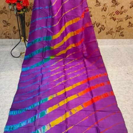 Latest Design Purple Bandhani Shibori Pure Silk Saree