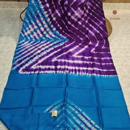 Latest Design Purple Blue Bandhani Shibori Pure Silk Saree