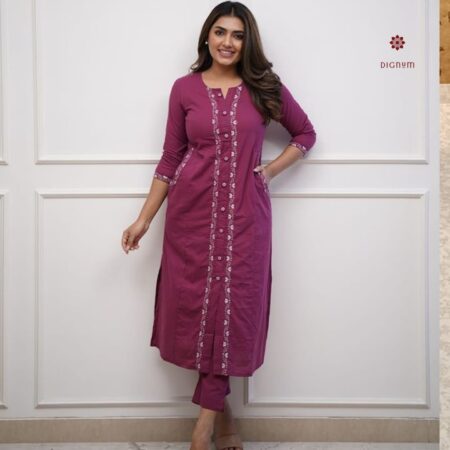 Latest Design Fandango Purple Embroidered Cotton Co-ord Set