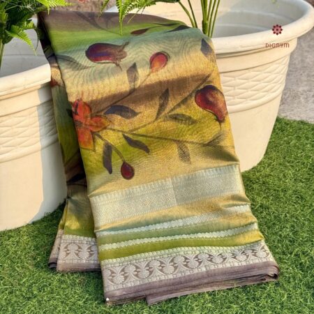 Latest Design Green Zari Woven Banarasi Tissue Silk Saree