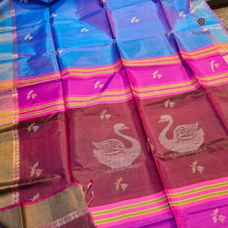 Latest Design Blue Bishunpuri Kalakshetra Katan Pure Silk Saree