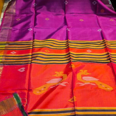 Latest Design Purple Bishunpuri Kalakshetra Katan Pure Silk Saree