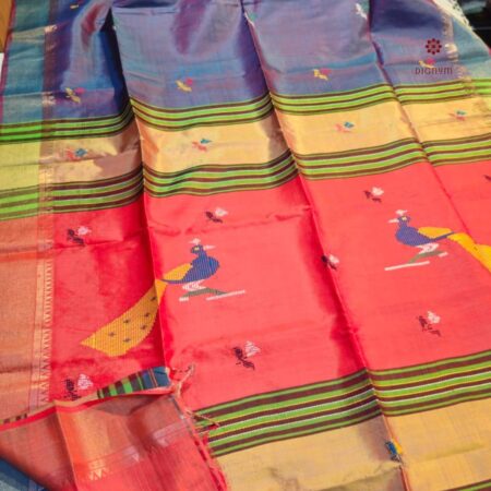 Latest Design Grey Bishunpuri Kalakshetra Katan Pure Silk Saree