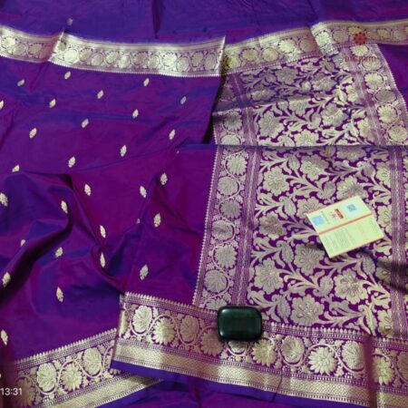 Purple Handloom Pure Katan Silk Banarasi Saree