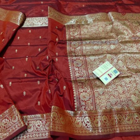 Latest Design Red Handloom Pure Katan Silk Banarasi Saree