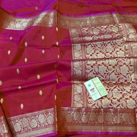 Latest Design Fuchsia Pink Handloom Pure Katan Silk Banarasi Saree