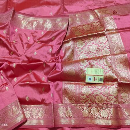 Latest Design Pink Handloom Pure Katan Silk Banarasi Saree