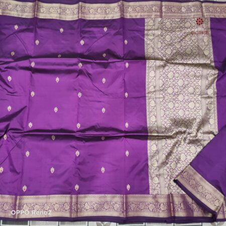 Latest Design Purple Pure Handwoven Banarasi Katan Silk Saree