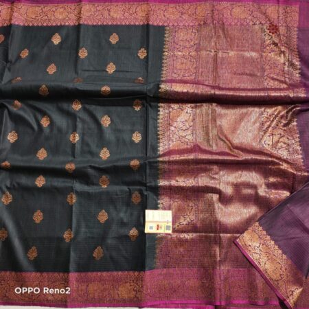 Latest Design Black Handwoven Pure Banarasi Dupion Silk Saree