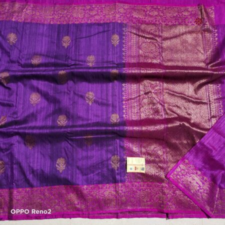 Latest Design Purple Handwoven Pure Banarasi Dupion Silk Saree